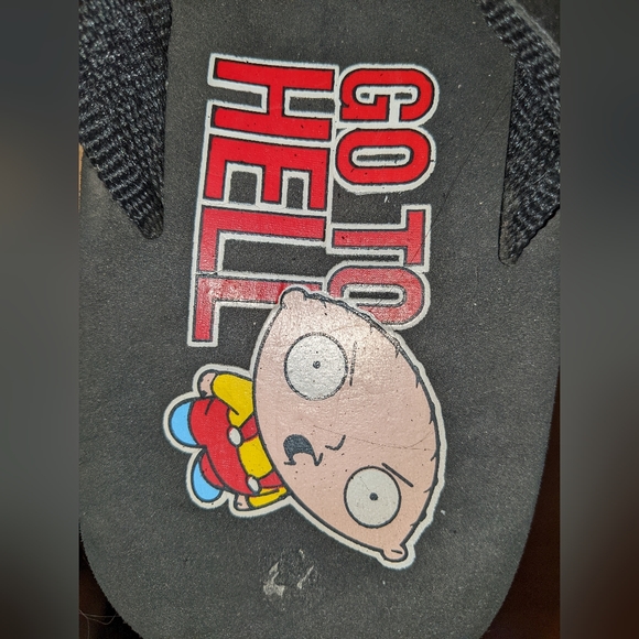 Stewie Griffin "Go to Hell" Flip flops in women's size 8 - Picture 3 of 4
